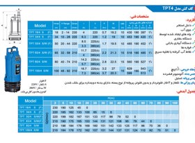 تصویر پمپ کف کش 50 متری 1/4-1 اینچ خروجی از بالا توان مدل TPT 50.4 TPT 50.4