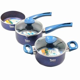 تصویر سرویس قابلمه گرانیتی کودک 5 تکه سرمه ای تیارا tiara 5-piece granite children's pot service in navy blue