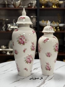 تصویر دکوری جار کنار سالنی - گل صورتی 