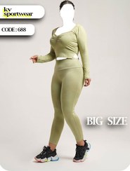 تصویر ست کراپ لگ فری و بیگ سایز اسپرت ورزشی زنانه کد 001 Womens big size sports crop leg set code 001