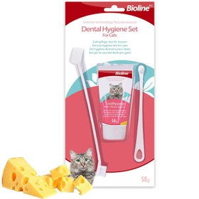 تصویر ست مسواک و خمیر دندان گربه بایولاین Bioline Hygiene Set For Cats