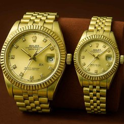 تصویر ست ساعت رولکس مردانه و زنانه | ست لوکس طلایی 