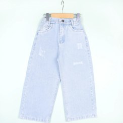 تصویر شلوار جین بگ دخترانه بزرگسال آبی روشن 