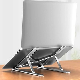 تصویر استند آلومینیومی تاشو لپ تاپ N18 ا N18 Adjustable Portable Laptop Holder Aluminum Alloy Desktop Mount N18 Adjustable Portable Laptop Holder Aluminum Alloy Desktop Mount
