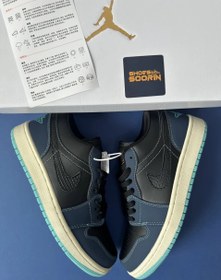 تصویر جردن وان لو بلک دارک - 44 Jordan 1 Low Black Dark Obsidian Snakeskin