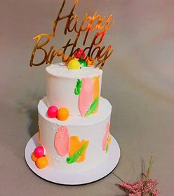 تصویر کیک خامه‌ای دو طبقه cake