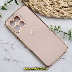 تصویر قاب گوشی Honor X6 4G - Honor X8 5G هوآوی طرح ژله ای مای کیس گلد لاین دور طلایی محافظ لنز دار گلبهی کد 55 