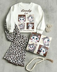 تصویر ست بلوز و شلوار دخترانه گربه پلنگی سایز ۴۵ 