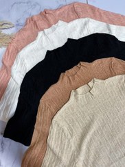 تصویر بلوز بافت پاییزی سایز ۴۶ طوسی 