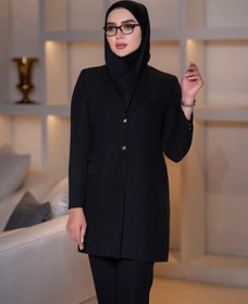 تصویر مانتو و شلوار فیونا کد C-80 رنگ مشکی و سورمه ای 