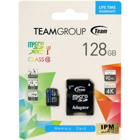 تصویر رم میکرو 128 گیگ تیم گروپ Teamgroup Elite U3 C10 90MB/s + خشاب TeamGroup 128GB U3 Class 10 MicroSDXC Memory Card