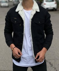 تصویر کت لی مشکی خز دار مردانه کد ۴۷۵ 