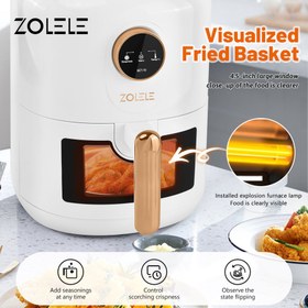 تصویر سرخ‌کن ۴.۵ لیتری بدون روغن و کم‌چرب شیائومی مدل Zolele ZA004 - سفید Xiaomi Zolele 4.5 Liter Oil-free and low-fat Fryer ZA004