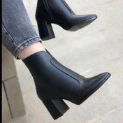 تصویر نیم بوت زنانه پاشنه دار چرم مصنوعی کد 2101116 