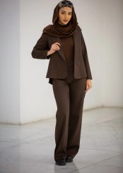 تصویر کت زنانه بلدینگ بغل چاک - رنگ: قهوه ای - سایز: منو اصلی 