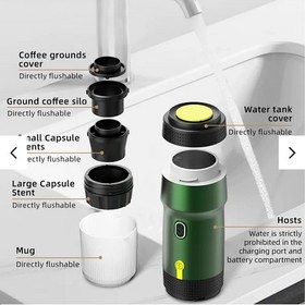 تصویر مینی اسپرسو ساز کپسولی شارژی برند تالی سبز - نقره ای Mini Capsule Coffee Maker