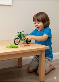 تصویر ماشین اسباب بازی موتور سیکلت کراس MOTOCROSS 1:18 فلزی با لاستیک یدکی و پیچ گوشتی TUENGİ STORE 