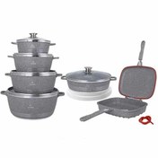 تصویر سرویس قابلمه سرامیکی لایف اسمایل مدل BB 12SET شامل 12 پارچه LIFESMILE BB-12SET Classic Cookware Set