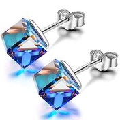 تصویر گوشواره میخی مکعب سواروسکی 