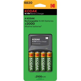 تصویر شارژر باتری کداک مدل K620 همراه با 4 عدد باتری قلمی KODAK K620 CHARGER WITH AA*4