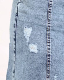 تصویر دامن بلند جین زنانه آبی روشن 1210 