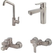 تصویر ست شیرآلات کسری مدل امگا کروم مات 