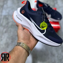 تصویر کتونی پیاده روی نایک زوم ایکس لبخند سورمه ای نارنجی Nike Running Air Zoom Smile Navy Blue Orange Nike Running Air Zoom Smile Navy Blue Orange