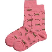 تصویر جوراب ساقدار داینو ساکس طرح غواصی صورتی 