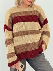 تصویر بافت یقه گرد راه راه کد 7213 