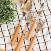 تصویر قاشق و چنگال دسته‌ بامبو وارداتی 