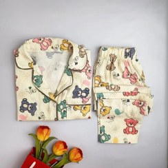 تصویر بلوز و شلوار اسپرت جلو دکمه رافل 