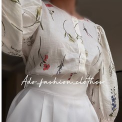 تصویر شومیز لینن آستین پفی 220 