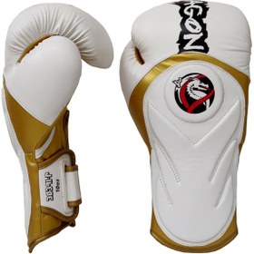 تصویر دستکش بوکس سفید مردانه و زنانه Tepeito Muay Thai Kick Boxing Glove and Bandaja 2 Set Dragondo 