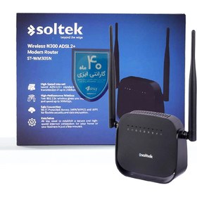 تصویر مودم روتر +ADSL2 سولتک مدل WM305N Soltek WM305N ADSL2 Wireless N300 Modem Router