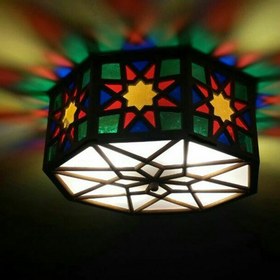 تصویر لوستر سقفی قطر 50 لامپی هشت وجهی 