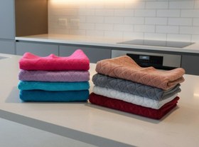 تصویر حوله دست پنبه طرح لوزی ماندگار - سوسنی 