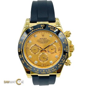 تصویر ساعت مچی رولکس مردانه مدل دیتونا طلایی بند رابر صفحه طلایی ROLEX daytona 59696 