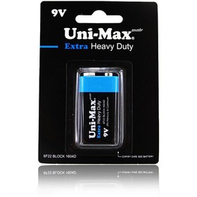 تصویر باتری کتابی Uni-Max Extra Heavy Duty 6F22 9V Uni-Max Extra Heavy Duty 6F22 9V Battery