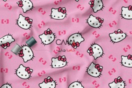 تصویر پارچه طرح کیتی صورتی پاپیون | کد C45 