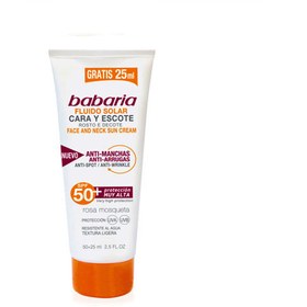 تصویر فلوئید ضد آفتاب ضد چروک صورت و گردن SPF50 باباریا حجم 75 میل 