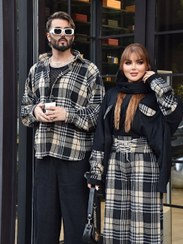 تصویر ست پاییزی زنانه و مردانه مزون دوزمخمل کبریتی اعلا و کشمیر پشمی گرم و لطیف 