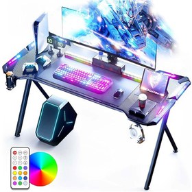 تصویر میز گیمینگ Dowinx با چراغ‌های LED RGB با سطح فیبر کربن(تحویل 20 روز کاری) 