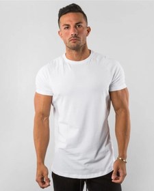 تصویر Beyaz Erkek Basic %100 Pamuk Bisiklet Yaka T-shirt 