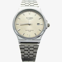 تصویر ساعت مردانه کاسیو بند استیل کرمی 