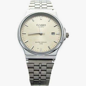 تصویر ساعت مردانه کاسیو بند استیل کرمی 