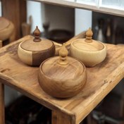 تصویر قندان چوبی دست ساز درب دار 