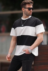 تصویر تیشرت مردانه مادمکست مدل 301 رنگ مشکی و طوسی 