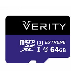 تصویر رم میکرو ۶۴ گیگ وریتی Verity U3 C10 80MB/s + خشاب VERITY MICRO SD UHS-I 64GB CARD MEMORY WITH ADAPTER