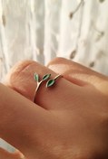 تصویر انگشتر نقره دخترانه طرح برگ 