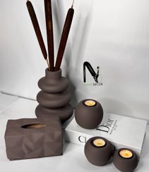 تصویر گلدان و جا شمعی و جای دستمال کاغذی 